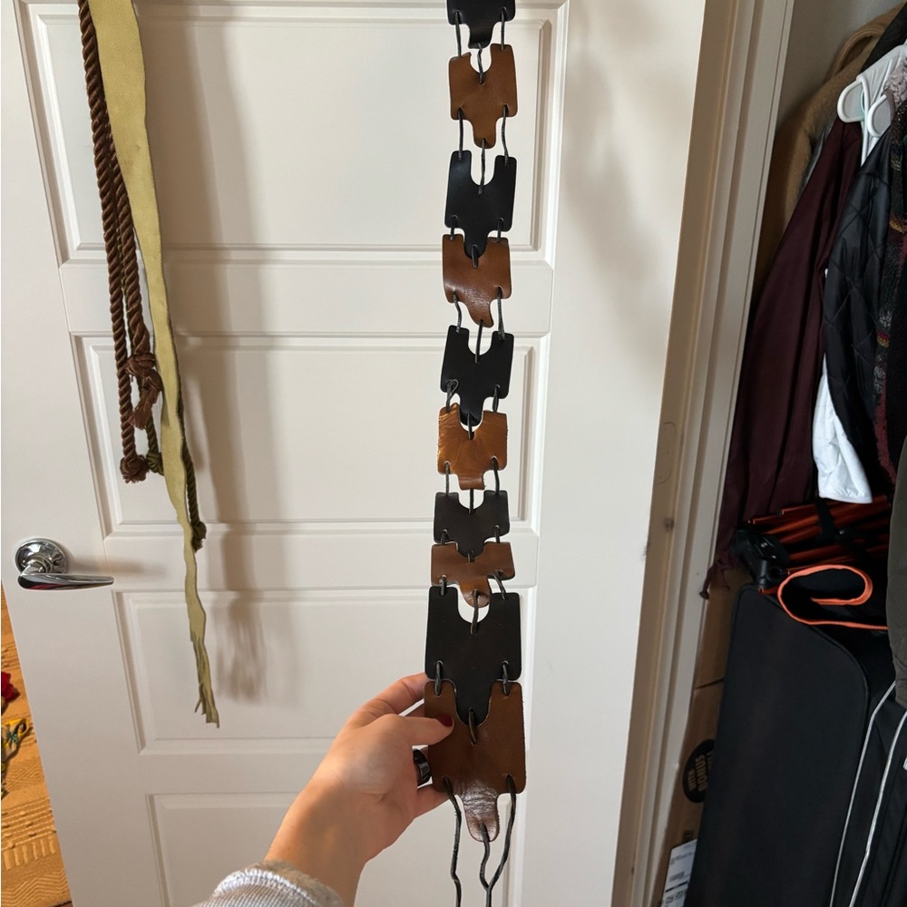 Vintage Black and Brown Leather Belt